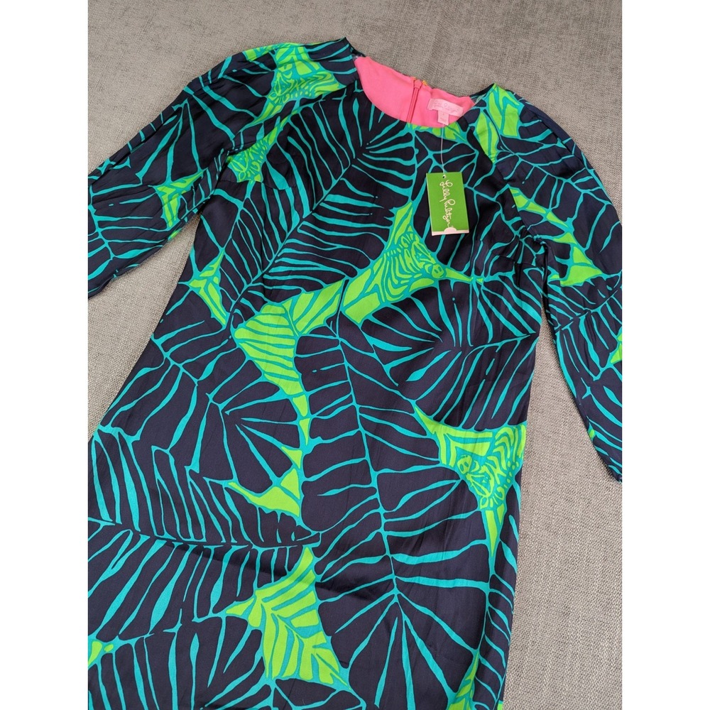 NWT Lilly Pulitzer Dress Womens Sz 2 Carol Under the Palms Green Leaves Shift